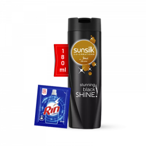Sunsilk Shampoo Stunning Black Shine 180ml with Rin Liquid - 35ml Free