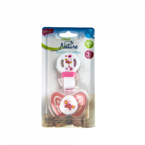 Next to Nature Pacifier and Holder Pink - (3m+)