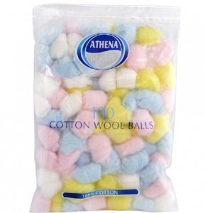 Athena Colored Cotton Wool Balls 100 Pack (EU)