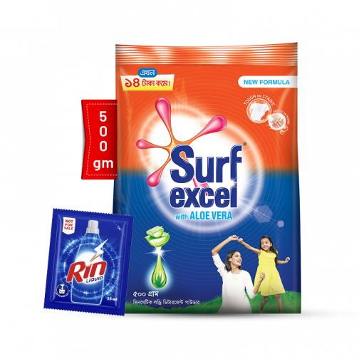 Surf Excel Washing Powder with Aloe Vera 500g with Rin Liquid - 35ml Free