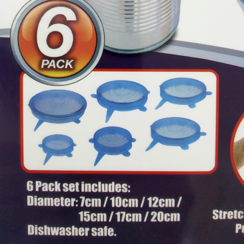 6 Pack Super Stretch Silicon Lids - Reusable Food Storage Covers
