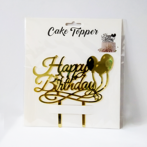 Cake Topper Happy Birthday - Golden