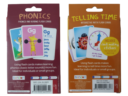 Bendon Learning Flash Cards - Phonics & Telling Time