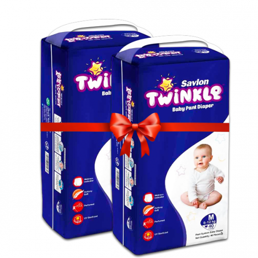 Savlon Twinkle Baby Pant Diaper M 40 (6-12 kg) – Combo 2 Pcs