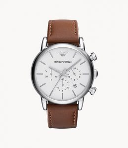 Emporio Armani Men's Chronograph Brown Leather WatchLD- Lav013