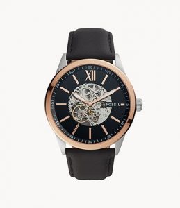 Fossil 48mm Flynn Automatic Black Leather WatchLD- Lav023