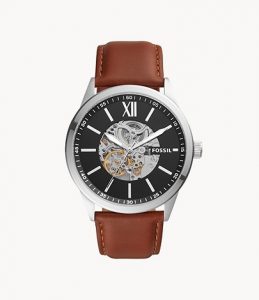 Fossil 48mm Flynn Automatic Brown Leather WatchLD- Lav024