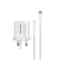 Awei PD6 PD 20W Plus QC3.0 Super Fast Charging Charger Combo With A Lightning PD Cable Suit For iPhone Latest Modes MEx025