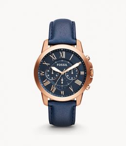 Fossil Grant Chronograph Navy Leather Watch LD- Lav060