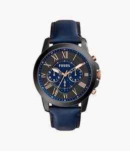 Fossil Grant Chronograph Navy Leather Watch LD- Lav061