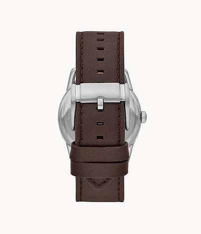 Fossil Ledger Three-Hand Brown Leather Watch and Bracelet Gift Set LD- Lav035