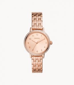 Fossil Reid Three-Hand Rose Gold-Tone Stainless Steel Watch LD- Lav054