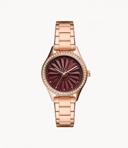 Fossil Rye Three-Hand Rose Gold-Tone Stainless Steel Watch LD- Lav059
