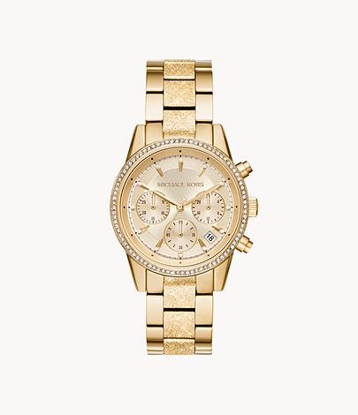 Michael Kors Women's Ritz Chronograph Gold-Tone Stainless Steel Watch LD- Lav065