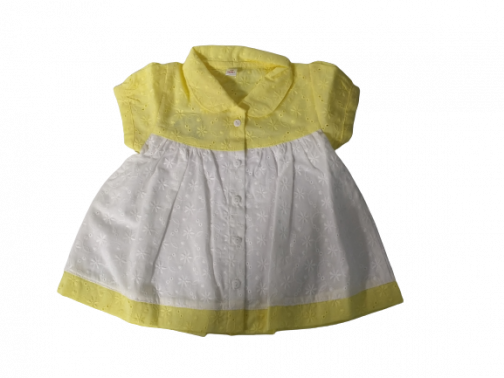 Baby Girl Dress (6 - 12 months) - Yellow & White