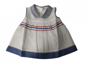 Baby Girl Dress (6 - 12 months) - White & Blue
