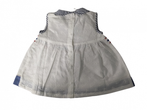 Baby Girl Dress (6 - 12 months) - White & Blue