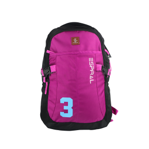 Espiral 202402 3Series Nylon Fabric Super Light Weight Traveling School College Backpack (Black & Purple) AH031
