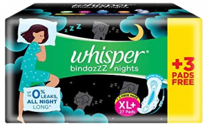 Whisper Maxi Bindazzz Nights XL+ (27+3 Pads)