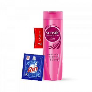 Sunsilk Shampoo Lusciously Thick & Long 180ml with Rin Liquid - 35ml Free