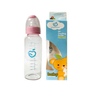 AppleBear Glass Feeding Bottle with Nipple - 200ml