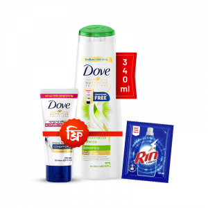 Dove Shampoo Environmental Defense 340ml With (Free Intense Repair Conditioner 50 ml) with Rin Liquid - 35ml Free