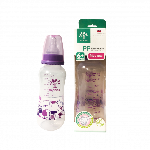 Minitree Baby Plastic Feeding Bottle with Nipple - 270ml Purple (6+m)