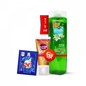 Sunsilk Shampoo Freshness 375ml With (Free Sunsilk Conditioner 50 ml) with Rin Liquid - 35ml Free