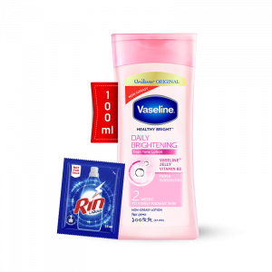 Vaseline Lotion Healthy Bright 100ml with Rin Liquid - 35ml Free