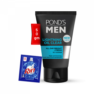 Ponds Men Facewash Lightning Oil Clear 50g with Rin Liquid - 35ml Free