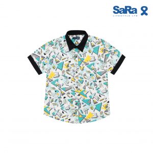 SaRa Boys Casual Shirt (BCS423FEK-White Printed)