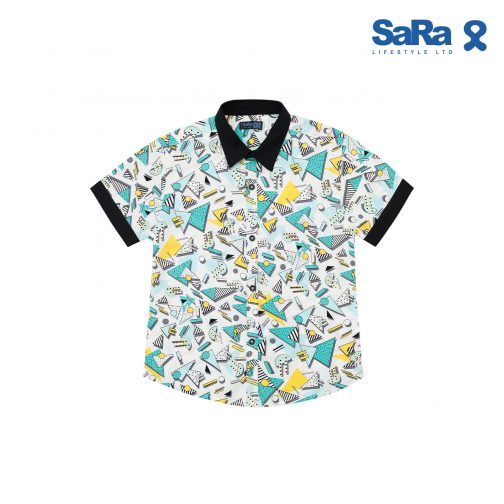 SaRa Boys Casual Shirt (BCS423FEK-White Printed)