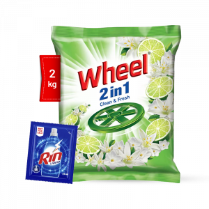 Wheel Washing Powder 2in1 Clean & Fresh 2Kg with Rin Liquid - 35ml Free