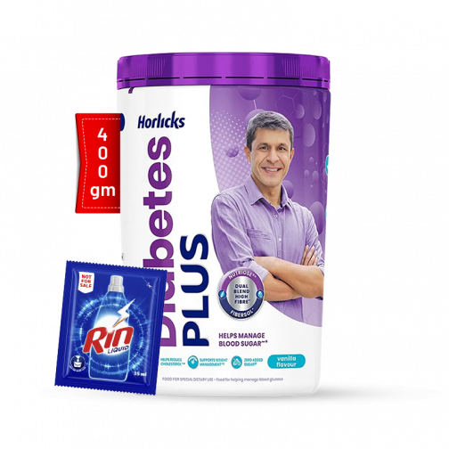 Horlicks Diabetes PLUS 400g with Rin Liquid - 35ml Free