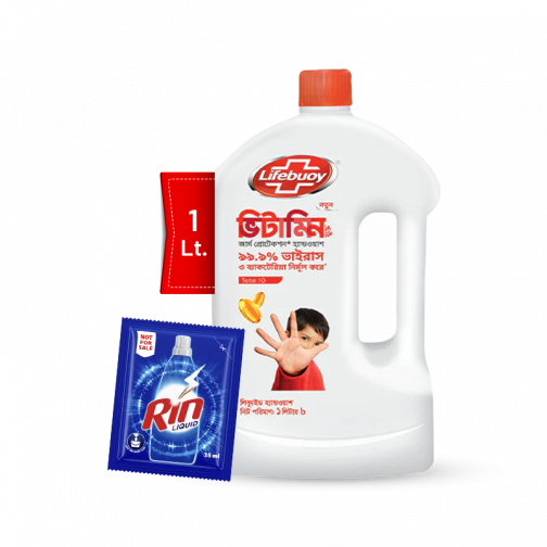 Lifebuoy Handwash Total Bottle 1lt with Rin Liquid - 35ml Free