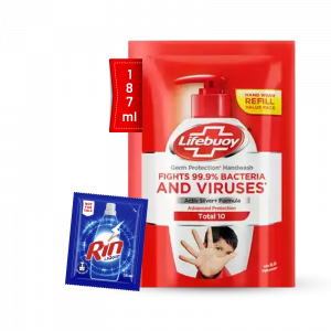 Lifebuoy Handwash Total Refill 187ml with Rin Liquid - 35ml Free