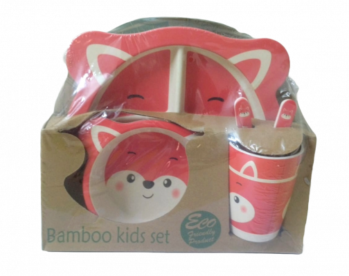 5pcs Bamboo Fiber Kids Meal Tableware Set C-ME081