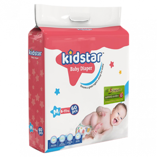 Kidstar Baby Belt Diaper M 60 (6-11 kg) - 2 pcs Staysafe Sanitary Napkin Free