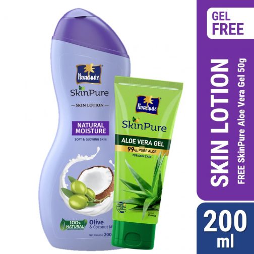 Parachute SkinPure Skin Lotion Natural Moisture 200ml (Free SkinPure Aloe Vera Gel 50g)