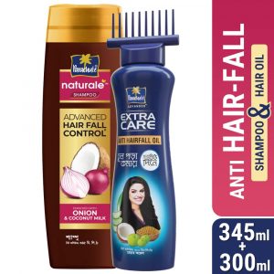ANTI HAIR-FALL BUNDLE - Parachute Anti Hairfall Oil Extra Care 300ml (Root Applier) & Parachute Naturale Shampoo Advanced Hair Fall Control 345ml