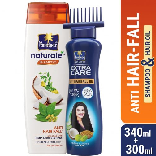 ANTI HAIR-FALL BUNDLE - Parachute Anti Hairfall Oil Extra Care 300ml (Root Applier) & Parachute Naturale Shampoo Anti Hair Fall 340ml