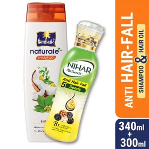 ANTI HAIR-FALL BUNDLE - Nihar Anti Hairfall 5 Seeds Hair Oil 200ml & Parachute Naturale Shampoo Anti Hair Fall 340ml