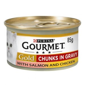 Purina Gourmet Gold Cat Wet Food Salmon & Chicken Chunks In Gravy - 85g (UK)