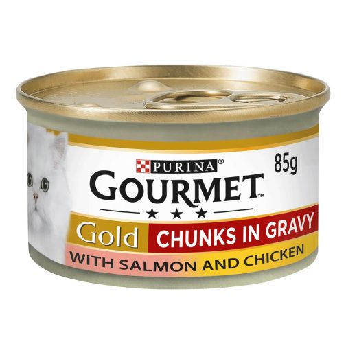 Purina Gourmet Gold Cat Wet Food Salmon & Chicken Chunks In Gravy - 85g (UK)