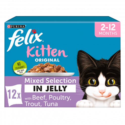 Purina Felix UK Original Kitten PouchMixed Selection in Jelly 12x100gm