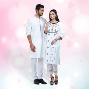 Couple Matching Printed Panjabi & Kameez VAS 011