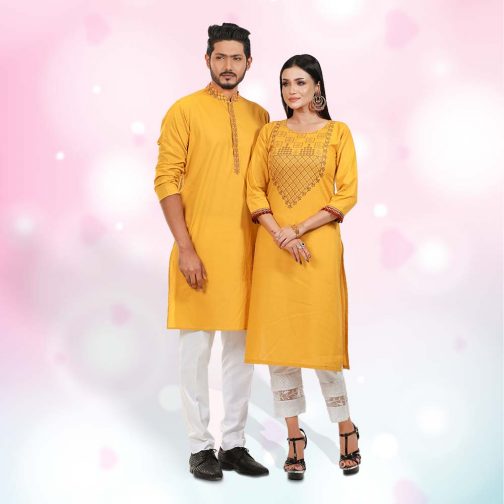 Couple Matching Printed Panjabi & Kameez VAS 012