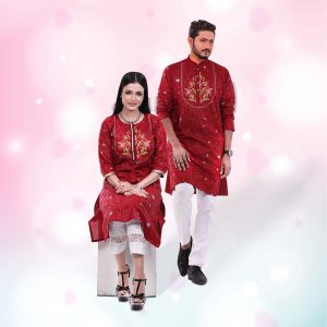 Couple Matching Printed Panjabi & Kameez VAS 014