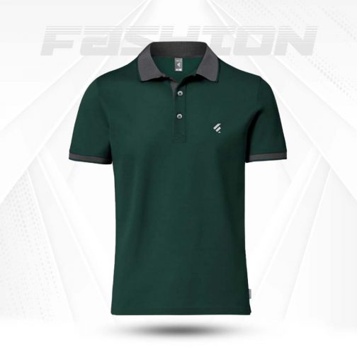 Single Jersey Knitted Cotton Polo - Green