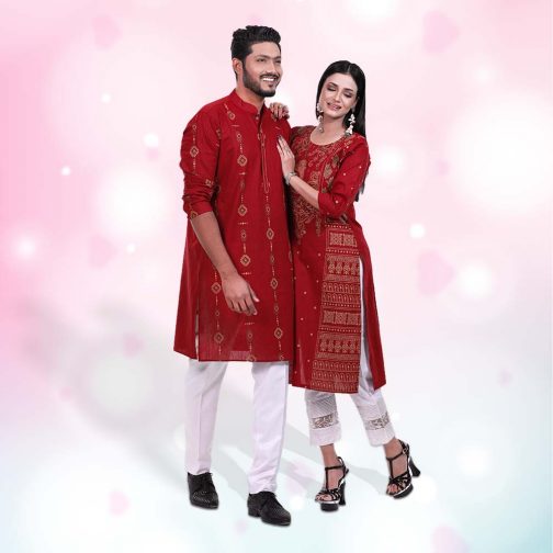 Couple Matching Printed Panjabi & Kameez VAS 002